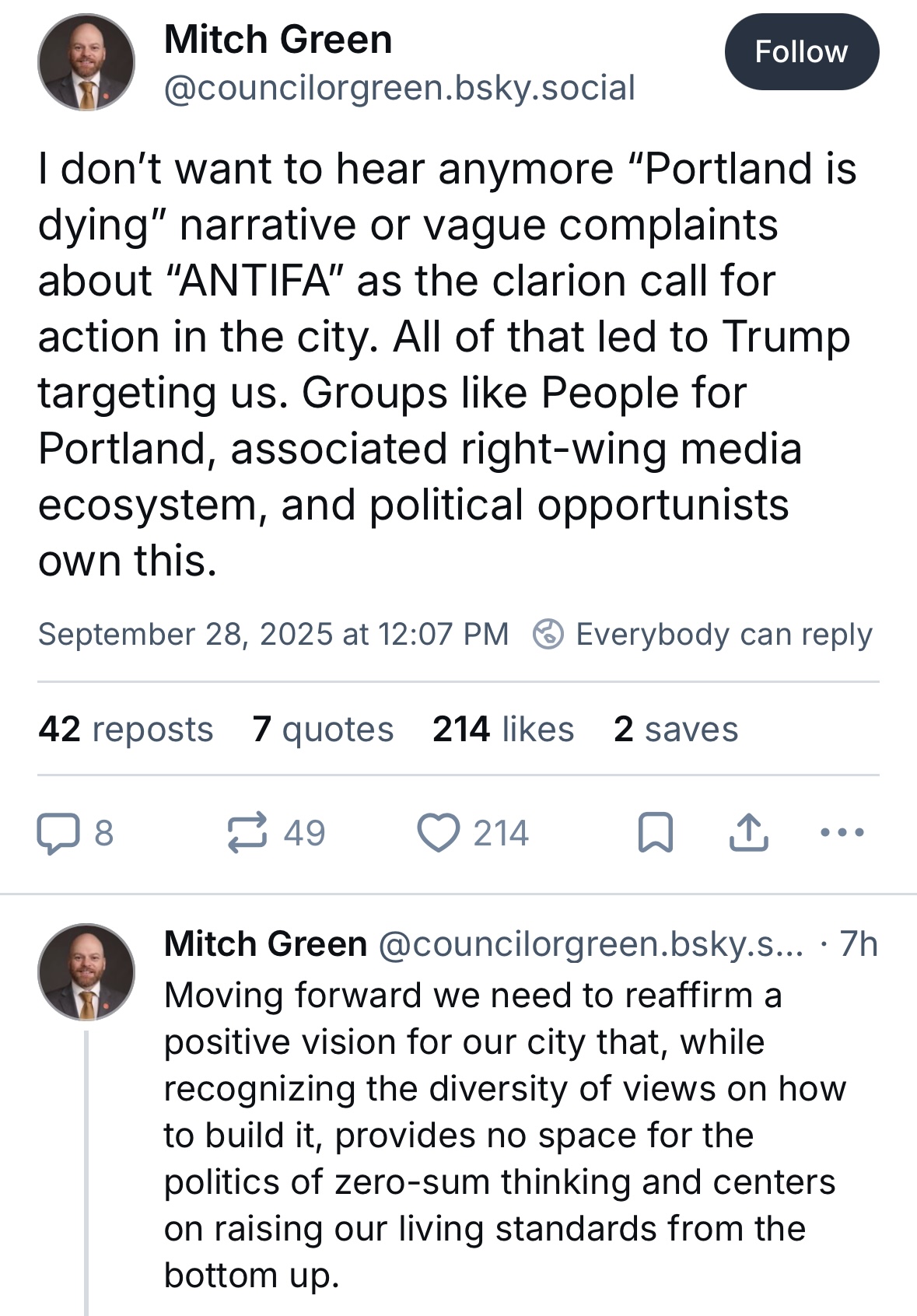 Green blames People for Portland